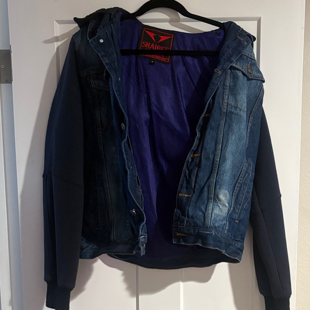Milwaukee Leather Men's Blue Denim Jacket with Removable Hoodie